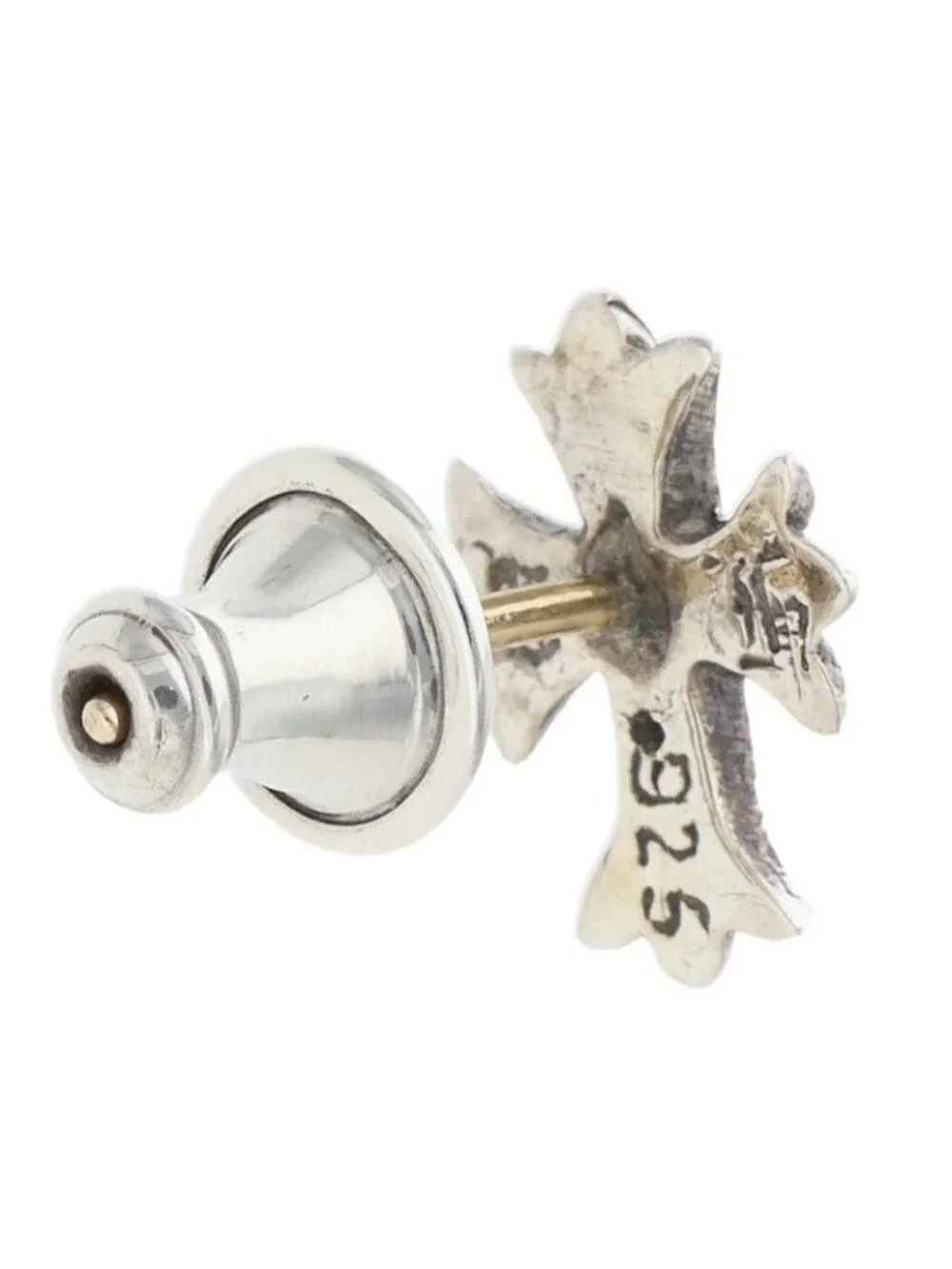 Chrome Hearts No2 CH Dia CH Cross Stud Silver Earrings